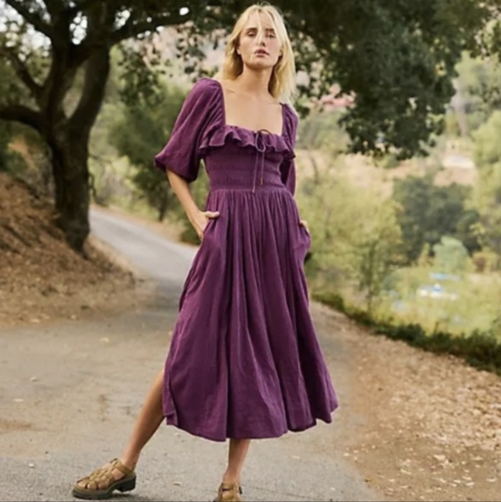 Free People Oasis Midi Dress Fig Jam